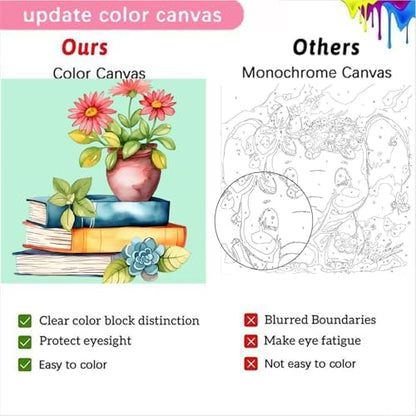 Fotasmua 4 Pack Framed Paint by Numbers for Adult, Book Paint by Numbers Kit for Adults Kids, DIY Flowers Plant Acrylic Painting on Canvas for Home Wall Art Decor 8 x 8 Inch - Image 6