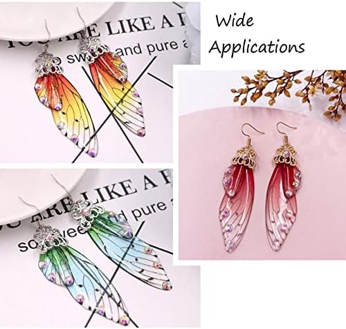 FASHEWELRY 16Pcs Resin Wing Charms Butterfly Wings Earring Charms Colorful Dragonfly Wings Pendants with 90Pcs Jump Rings Earrings Hooks for DIY Earring Jewelry Making - Image 3