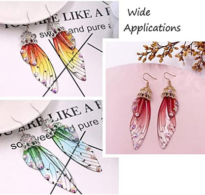 FASHEWELRY 16Pcs Resin Wing Charms Butterfly Wings Earring Charms Colorful Dragonfly Wings Pendants with 90Pcs Jump Rings Earrings Hooks for DIY Earring Jewelry Making - Image 3