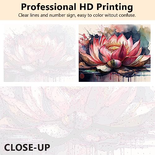 TUMOVO Colorful Abstract Lotus Paint by Numbers Craft Kit for Adults - Image 3