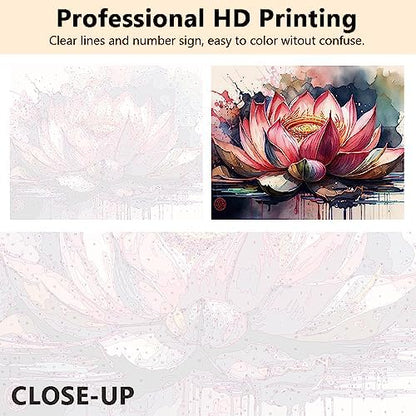 TUMOVO Colorful Abstract Lotus Paint by Numbers Craft Kit for Adults - Image 3