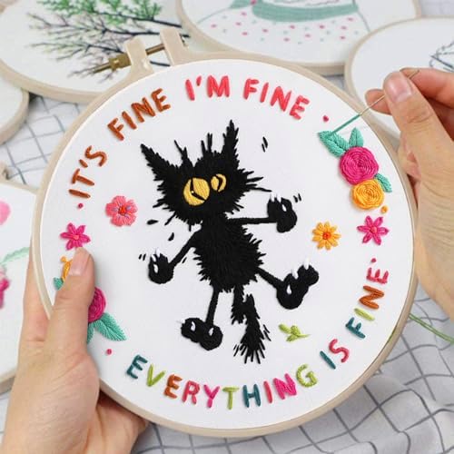 Louise Maelys Cute Cat Embroidery Kit for Beginners DIY Needlepoint - Image 3