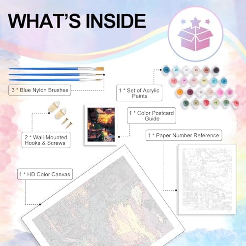 Paint by Numbers Kit for Adults, Sunset Cabin Number Painting Canvas Kit - Image 4