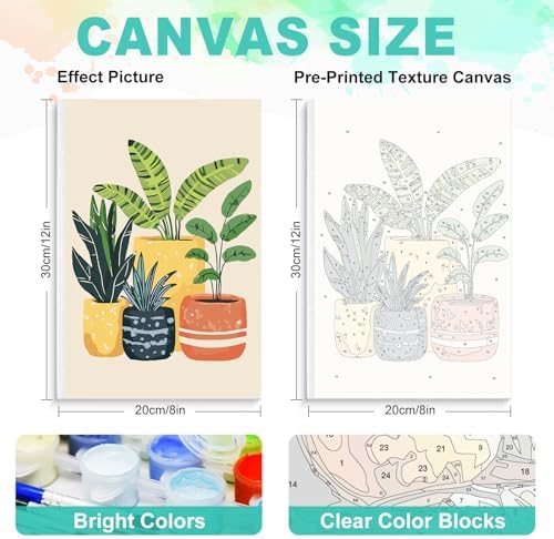 GEEHEIY Framed Paint by Numbers Kit for Adults, Potted Plants, 8 x 12 Inch - Image 3