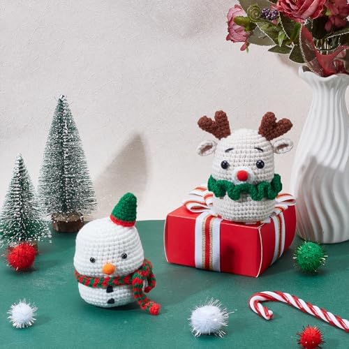 ACRNIGHEET 2Pcs Christmas Crochet Kit for Beginners Snowman and Deer Kits - Image 5