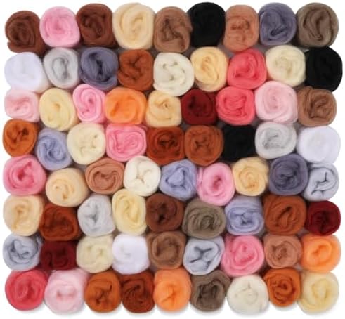 Mayboos 72 Pcs 7.6 oz Needle Felting Wool, 24 Colors Wool Roving by Mayboos