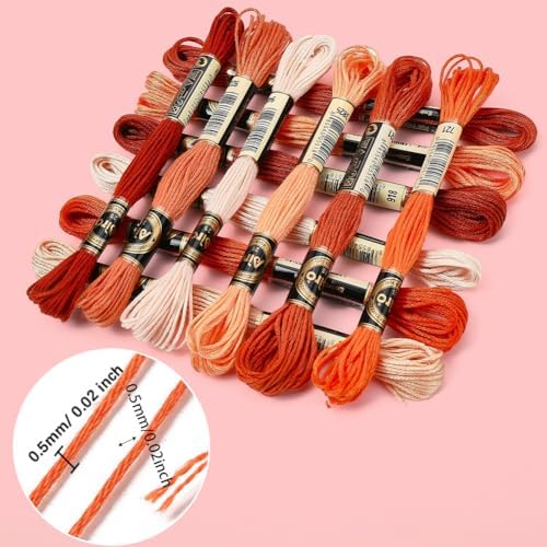 12 Skeins Orange Gradient Embroidery Thread Floss for Jewelry - Image 6