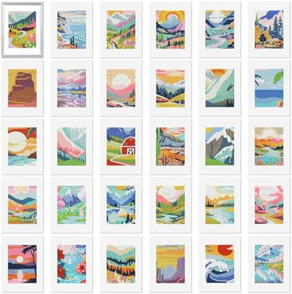 Xuhal 30 Pcs Small Diamond Art Kits for Adult Landscape Mini Diamond Art by Xuhal