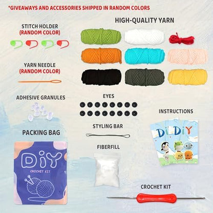 YAMAXIN Crochet Kit for Beginners with 9 Hooks (2.0–6.0mm), 8 Animal Patterns & Yarn – Learn to Crochet Starter Set with Tools & Case – Amigurumi DIY Craft Kit for Adults & Kids - Image 5