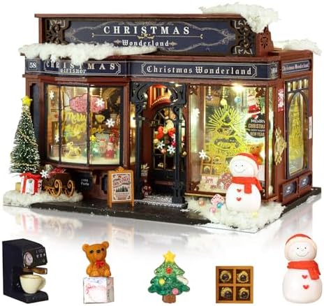 Christmas Miniature Dollhouse Kits, Tiny House Kit and Light by MakingLifeFunforCool