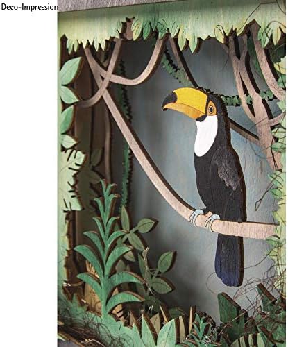 Rayher Shadow Box Building Kit with Toucan Design, 3D Scenery, DIY Wood Craft Set, 11 Slot-Together Pieces, FSC Certified Product, 24x24x6.5cm, 62853505 - Image 5