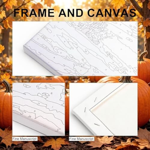 LWZAYS 6 Pack Fall Paint by Numbers Kit for Adults with Frame, Easy Autumn Paint by Number for Adults Beginner with Wooden Easel, DIY Painting by Numbers Canvas Framed for Home Decor 8 x 8 Inch - Image 6