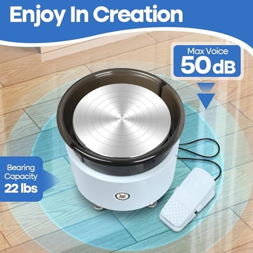 MZOKUU Pottery Wheel for Adults 11 Inch 450W Electric Ceramic Forming Machine Foot Pedal Control Adjustable 50-300RPM Speed ABS Detachable Basin Sculpting Tools Kit Arts Craft DIY Gift (White) - Image 5