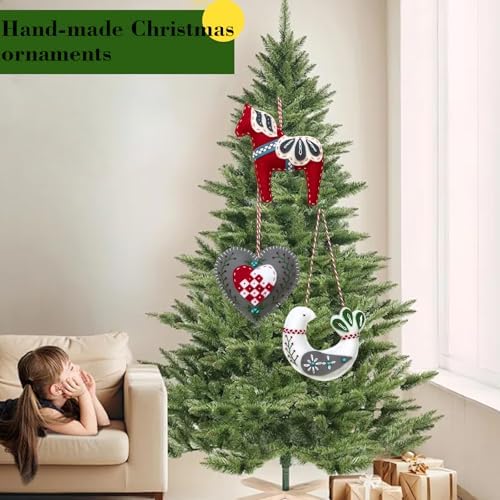 2024 Three Scandinavian Felt Ornaments Kit Hand Embroidery Christmas Ornaments Kit with DIY Material Package for Beginners Adults, 2025 Christmas 3D Novice Embroidery Needlepoint Starter Kit (B) - Image 3