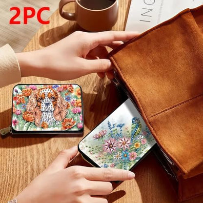 DDGYP 2PCS PU Leather Dog Butterfly Diamond Art Kits Zipper Card Holder - Image 4