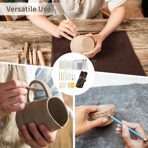 43 Pcs Clay Tool, Pottery Tool for Sculpting, Clay Carving Tools, Including Carrying Bag, Ideal for Clay, Polymer, Ceramics, DIY Art Projects - Image 3