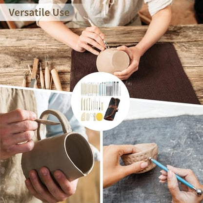 43 Pcs Clay Tool, Pottery Tool for Sculpting, Clay Carving Tools, Including Carrying Bag, Ideal for Clay, Polymer, Ceramics, DIY Art Projects - Image 3