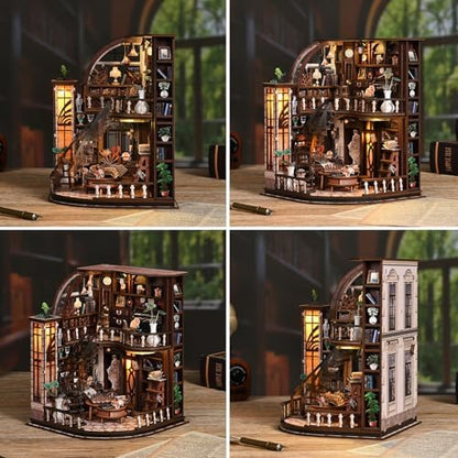 DIY Book Nook Kit with LED Light, Miniature Dollhouse, 3D Wooden Puzzle, Bookshelf Insert Decor Craft Gift (Bacchus Bookstore) - Image 5