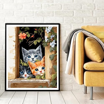 Natuyalo Painting by Numbers for Adults - Three Little Kittens Adult Paint by Number Kits for Beginners, Animals Cats DIY Art Craft Kits for Ideal Gift No Frame (16x20 Inch) - Image 3