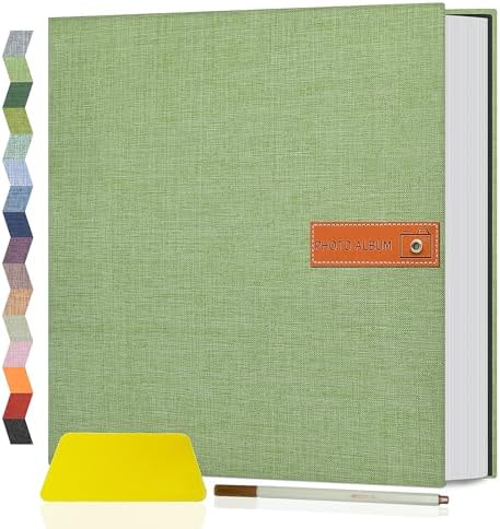 Popotop Large Photo Album Self Adhesive 4x6 5x7 8x10 Scrapbook Album DIY Picture Book,Gifts for Mom,Family Baby and Wedding,with Metal Pen and Plastic Board by Popotop