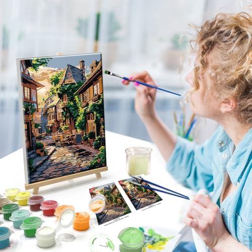 ATDMS City Street Scene Paint by Numbers Kit for Adults with Frame - Image 2