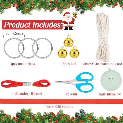 ACRNIGHEET 3PCS Macrame Kit for Adults Beginners, DIY Christmas Bells Ornaments, White Bell Hangings for Xmas Tree, Include Instruction and Video - Image 6