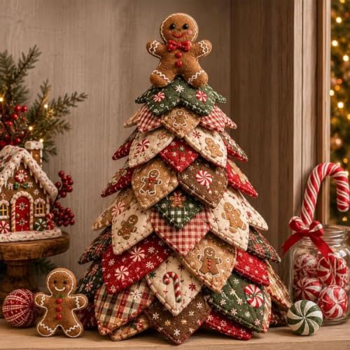 DIY Quilted Christmas Tree Kit, 3D Fabric Patchwork Craft Set for Adults & Beginners, Handmade Holiday Sewing & Tabletop Decor Project, Creative Crafting Gift Box - Image 3