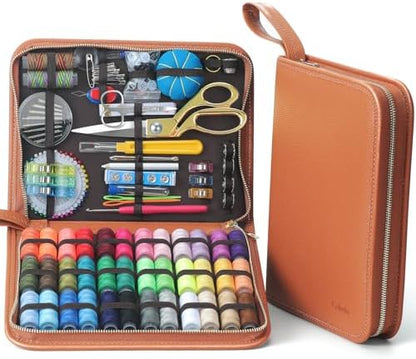 Cebelo Large Sewing Kit for Adults: 2-Year Supply for Home Mending (Brown) by Cebelo