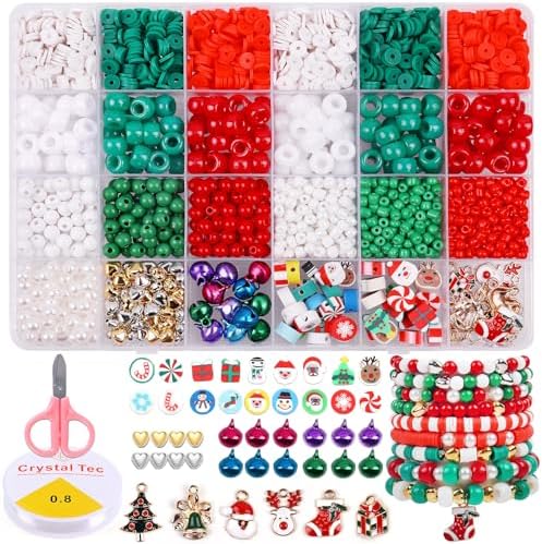 2600 PCS Clay Beads Bracelet Making Kit, Christmas Beads for Crafts by Wuollgess
