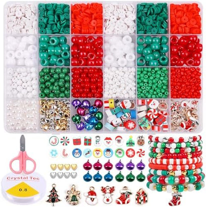 2600 PCS Clay Beads Bracelet Making Kit, Christmas Beads for Crafts by Wuollgess