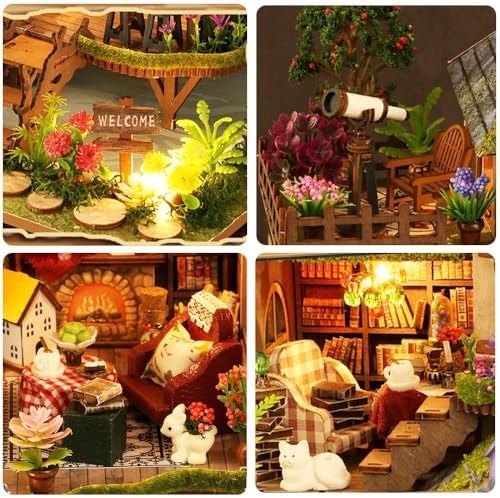 Forest Miniature Dollhouse Kit, DIY Mini House Making Kit with LED - Image 4
