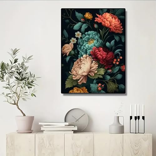 MaiMMaledy Paint by Numbers Kit for Adults Beginners Canvas Pictures with Framed Drawing Painting Acrylic Pigment with Wooden Triangle Easel Peony Flower 8Lx12W inch - Image 3