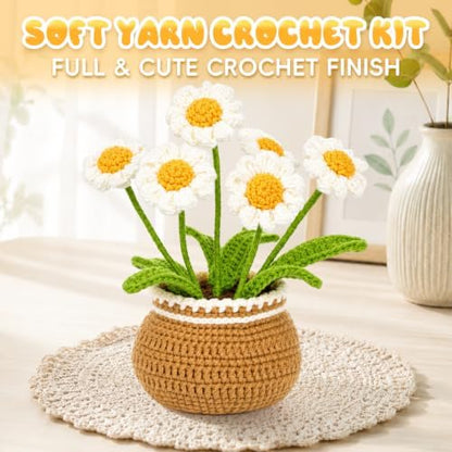 Crochet Kit for Beginners, Crochet Plant Kit,Knitting Kit(Little Daisy) - Image 5