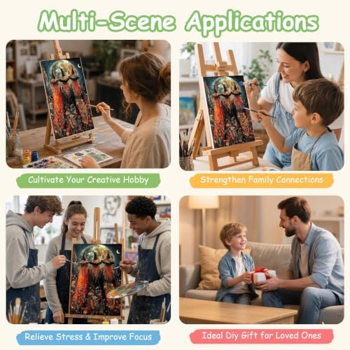 Spandrel Halloween Witch Paint by Number Kits for Adults, Witch Paint by Number Kits on Canvas, DIY Acrylic Oil Halloween Painting by Numbers Gitfs for Home Wall Decor, 8x12in - Image 5