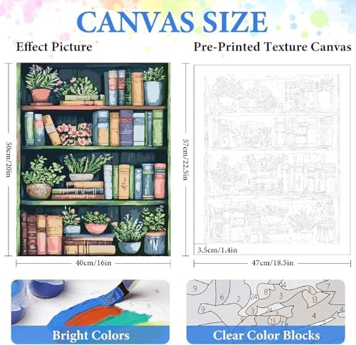 ZRIZQ Paint by Numbers Kit for Adults Beginner,Bookshelf,16x20 - Image 2