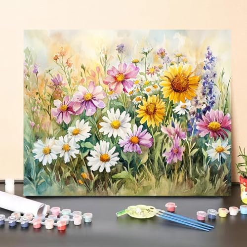 obterie Flower Paint by Numbers Kit for Adults Beginner Floral Oil Painting Kit Adult Paint by Number Kits on Canvas DIY Painting for Beginners Art by Numbers for Gifts Home Wall Decor 16x20 Inch - Image 2