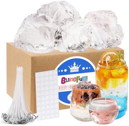 Blingfun Gel Wax for Candle Making with 4 pcs Jelly Wax,50pcs Candle Wicks & 50pcs Stickers Candle Wax for Candle Making,Handcraft Scented Candles Supplies by Blingfun