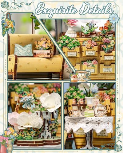 CUTEBEE DIY Miniature House Kit for Adults, Flower House Book Nook - Image 5