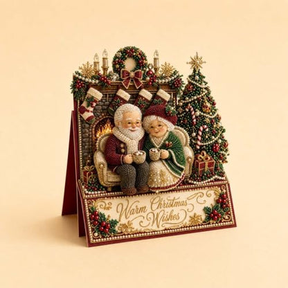 Christmas Diamond Art Greeting Cards Kit for Adults, 6 Pcs DIY Diamond Painting Christmas Cards with Envelopes, 3D Pearl Rhinestone Santa Claus and Grandma Card Making Craft, Handmade Holiday Gifts - Image 4