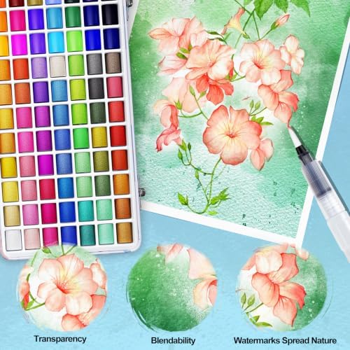Caliart 168 Colors Watercolor Paint Set, Portable Art Supplies Palette Kit - Image 6
