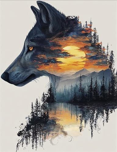 NZNANCHU Paint by Number for Adult,DIY Animal Painting Kits for Adults,Color by Numbers,Wolf Paint by Number Canvas Crafts Watercolor for Beginners Hoom Decor (Wolf) by Unknown