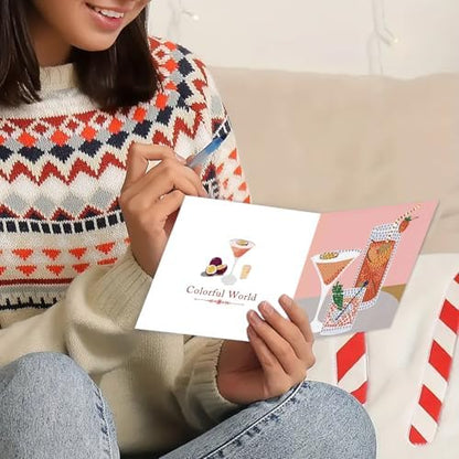 DDGYP 6 Pcs Cocktail Diamond Art Cards with Envelopes,Size 5.9×5.9inch - Image 4