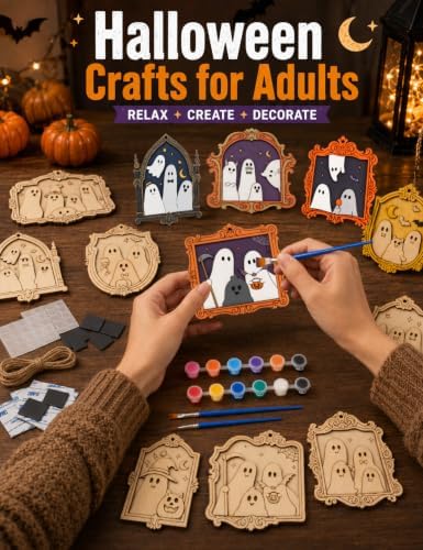 Bafeil 12 Set Halloween Craft for Adults, Wood Ghost DIY Paint Frame Craft - Image 4
