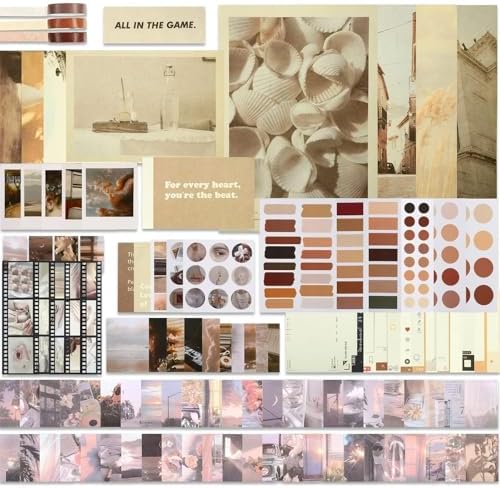 114 Pcs Aesthetic Scrapbook Kit DIY Junk Journaling Supplies, Vintage Style by Tenare