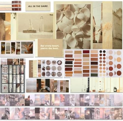 114 Pcs Aesthetic Scrapbook Kit DIY Junk Journaling Supplies, Vintage Style by Tenare