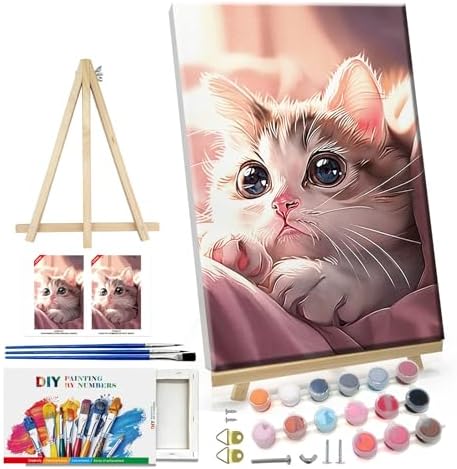 ATDMS Cat Paint by Numbers Kit for Adults with Frame, 8x12 Inch by ATDMSDIY