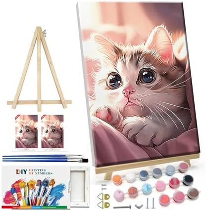 ATDMS Cat Paint by Numbers Kit for Adults with Frame, 8x12 Inch by ATDMSDIY