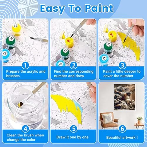 KYOQFVN Jesus and Wolf Paint by Numbers for Adults - DIY Adult Paint by Number Kit on Canvas, Easy Acrylic Painting Kits for Home Wall Decor 16x20 Inch（Without Frame） - Image 4