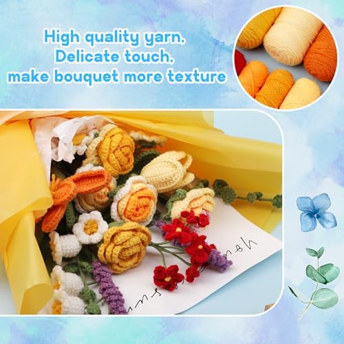 Iuuidu Crochet Kit for Beginners, Flower Bouquet Crochet Kit Rose - Image 5
