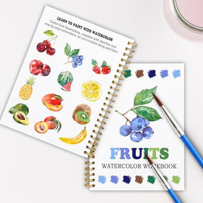 Fruit-Themed Watercolor Workbook, Water Coloring Book, 12 Different Patterns of DIY Designs, Summer Fruit Painting Book for Beginners, Stress Relieving and Relaxing Art Gift (Fruit) - Image 6